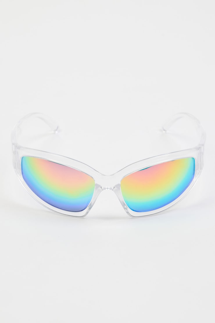Wrap '90s Sunglasses, Clear, large