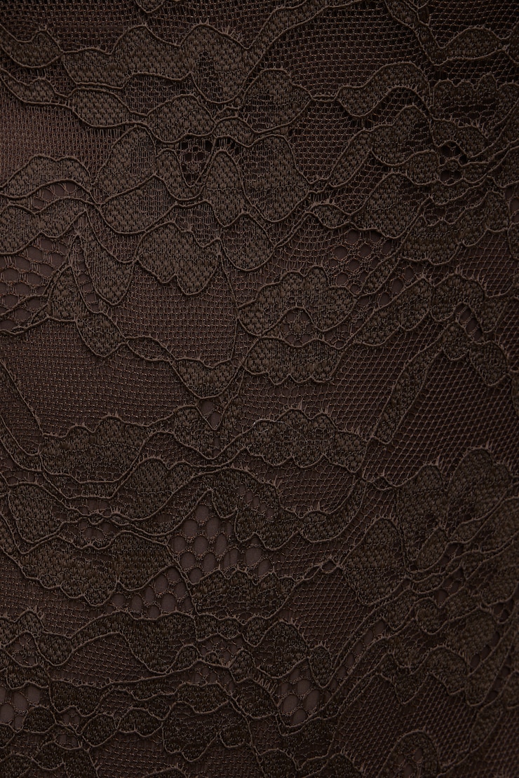 Mock Neck Lace Bodysuit Java Brown large