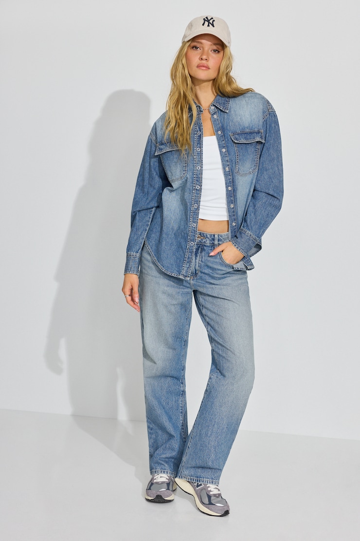Denim Oversized Shirt, Peggy Blue, large