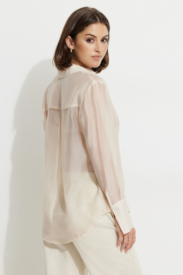 Sheer Relaxed Shirt Champagne Pop large