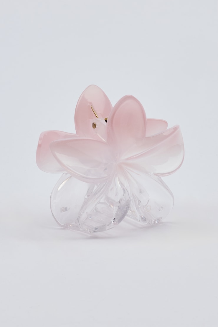 Flower Hair Claw, Translucent Pink, large