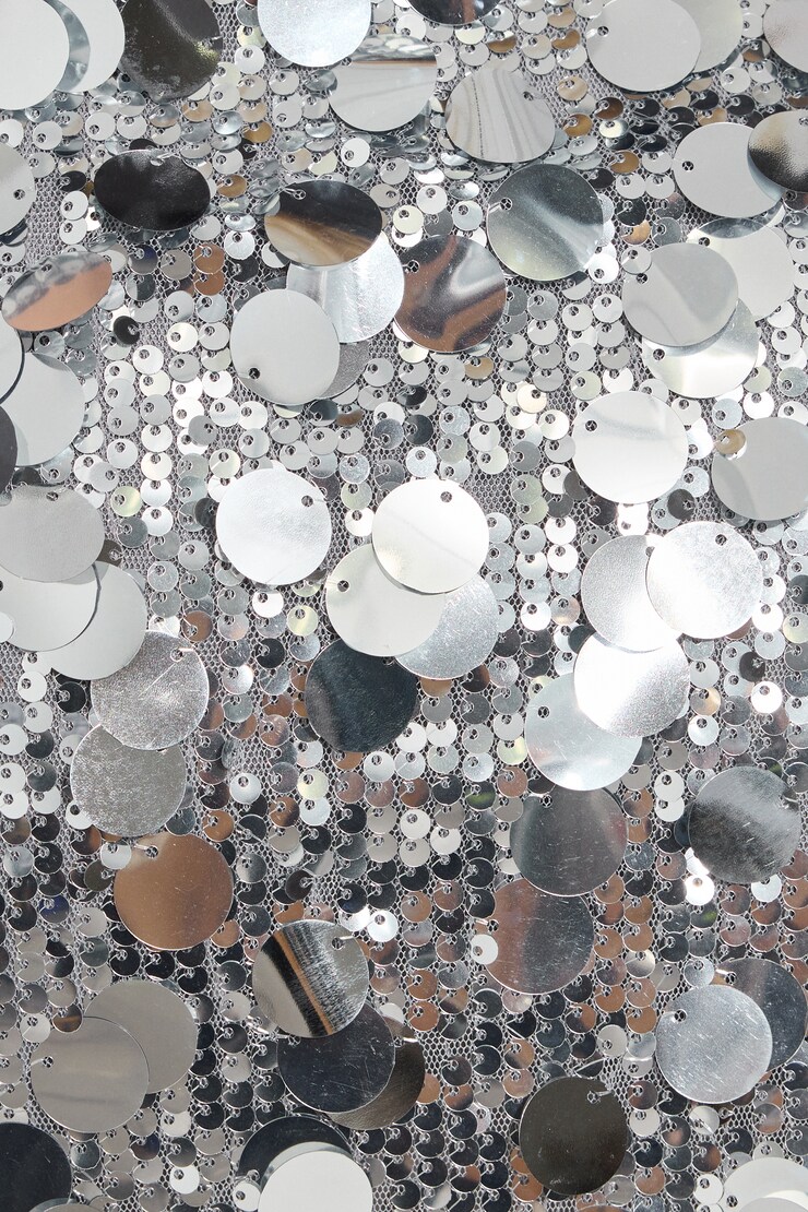 Sequin Micro Skort, Silver, large