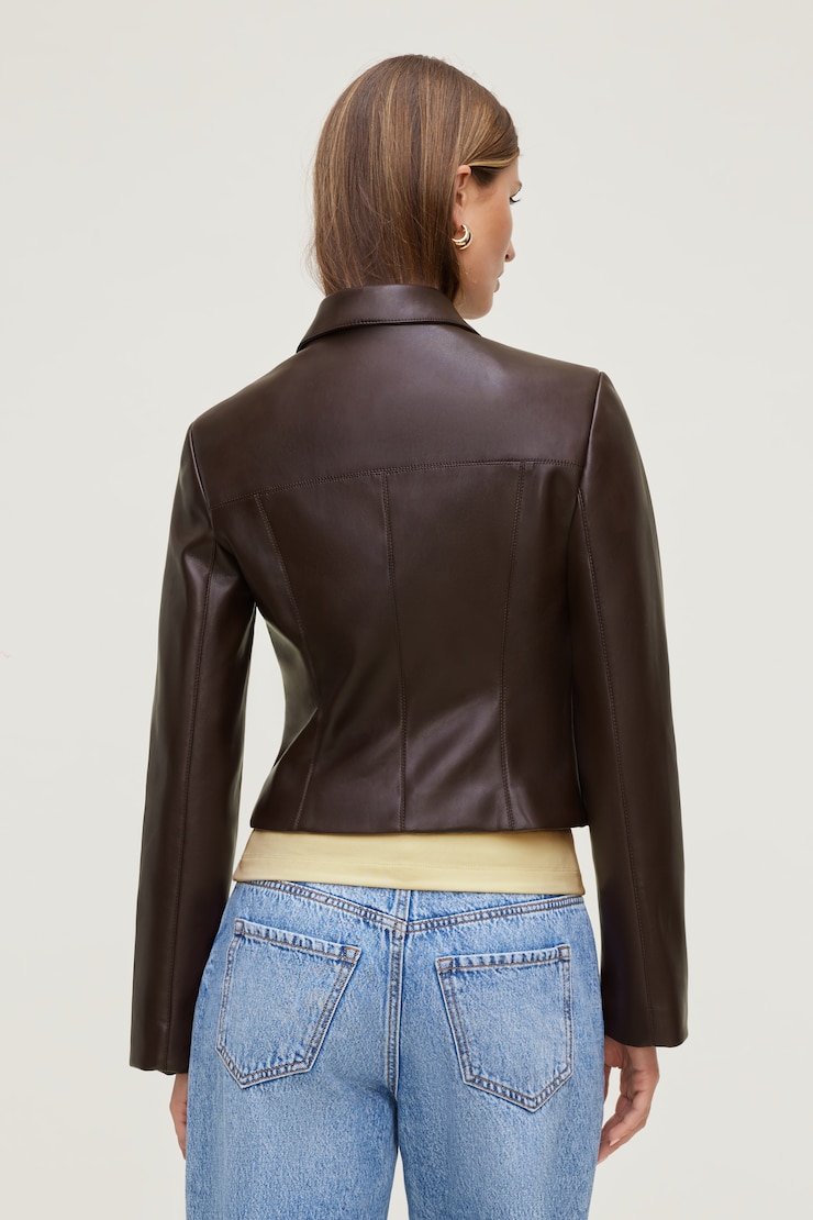 Charlotte Faux Leather Blazer Java Brown large