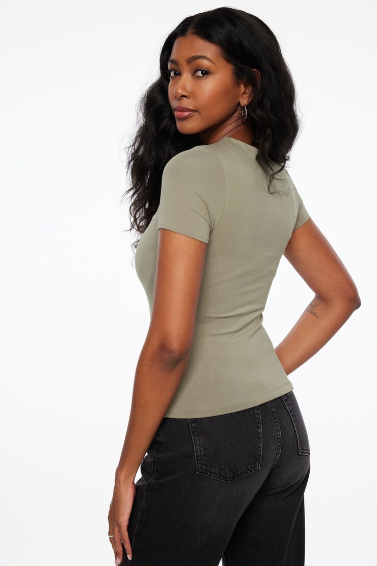 Drea Crewneck Jersey T Shirt Soft Moss Green large