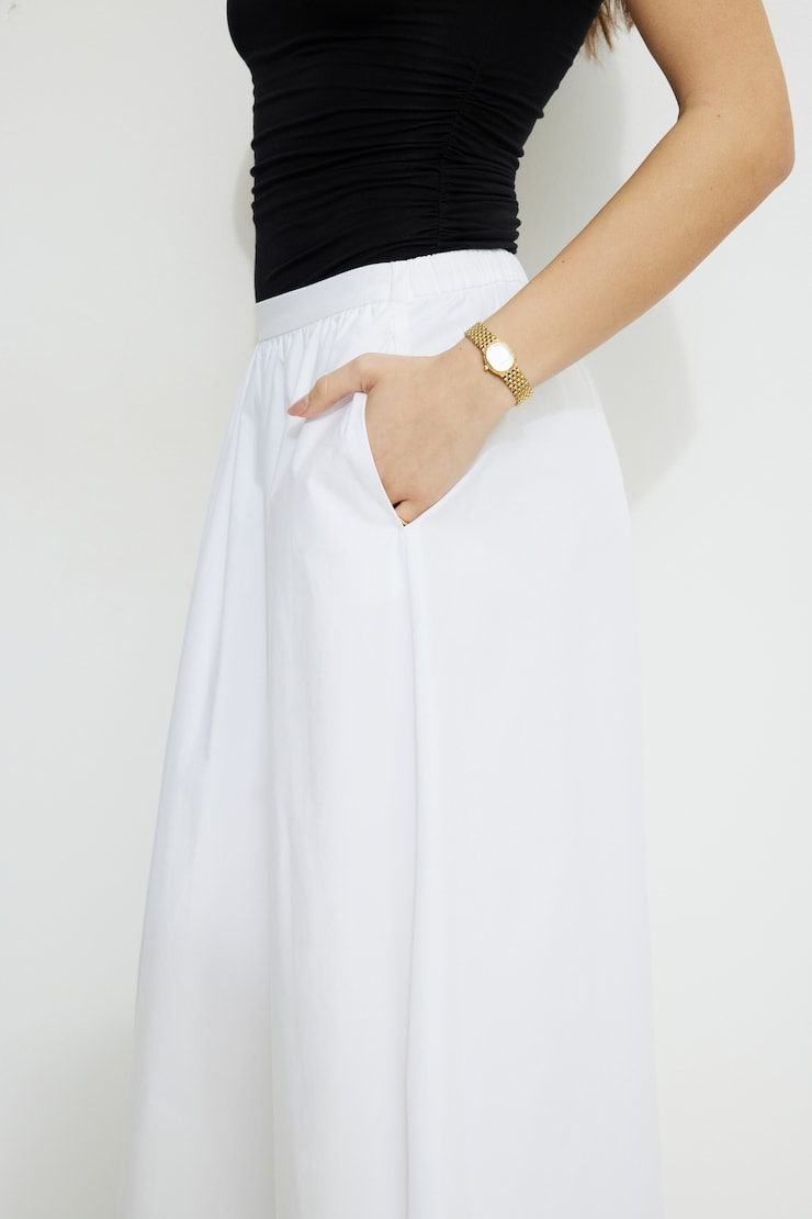 Lily Voluminous Poplin Maxi Skirt Bright White large