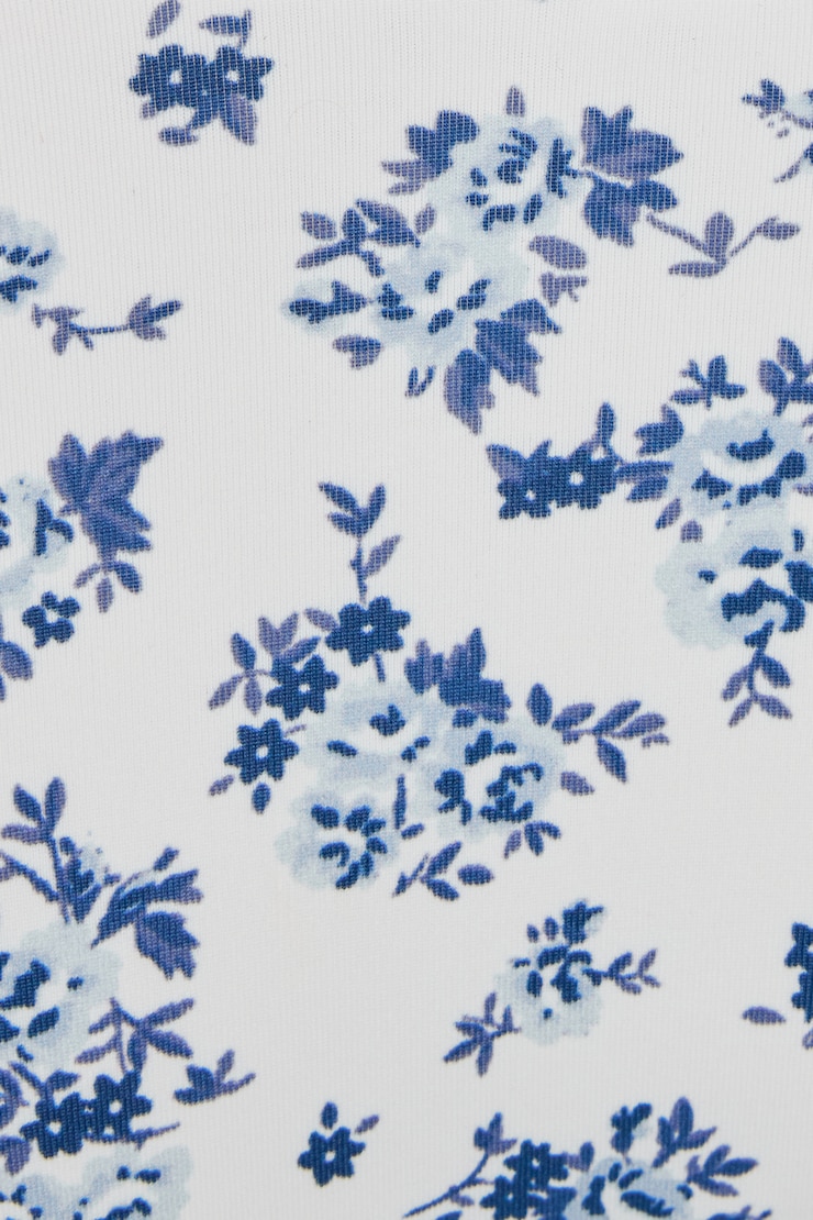 Ruched Tiny Bikini Bottom, Blue Floral, large