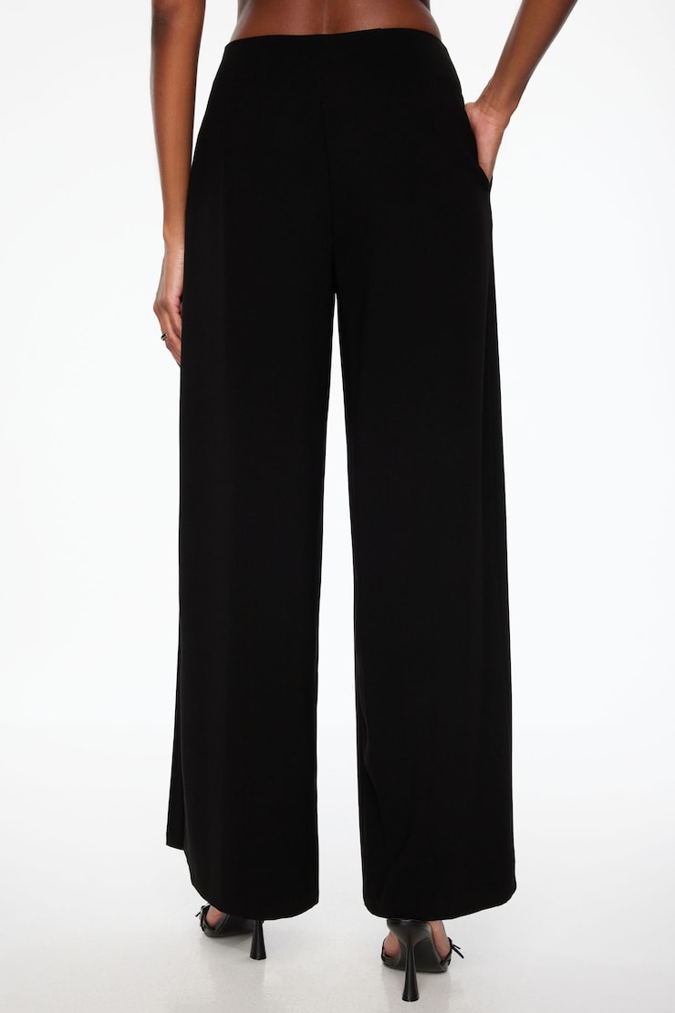 Pleated Wide Leg Pants Jet Black large