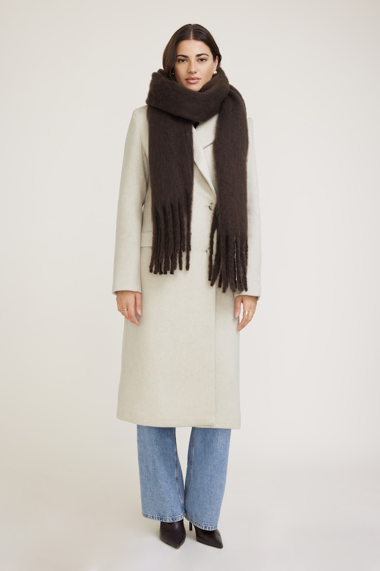 Oversized Fringed Scarf Java Brown large