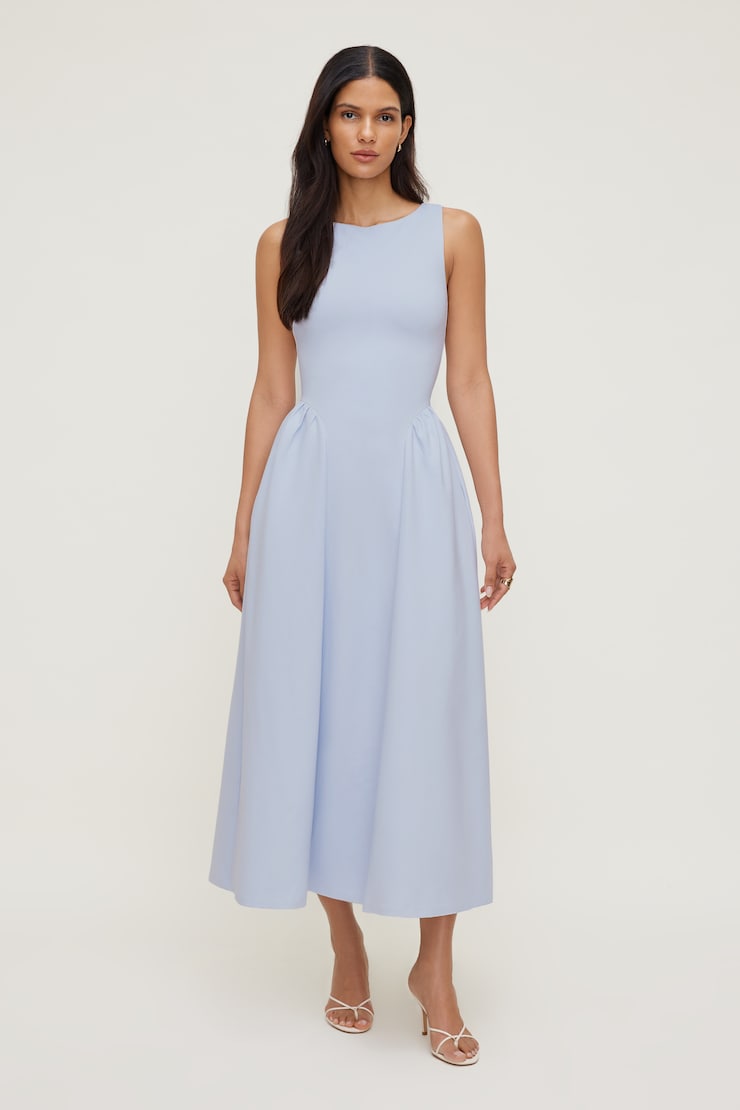 Robe maxi évasée en tricot point de Rome Iris