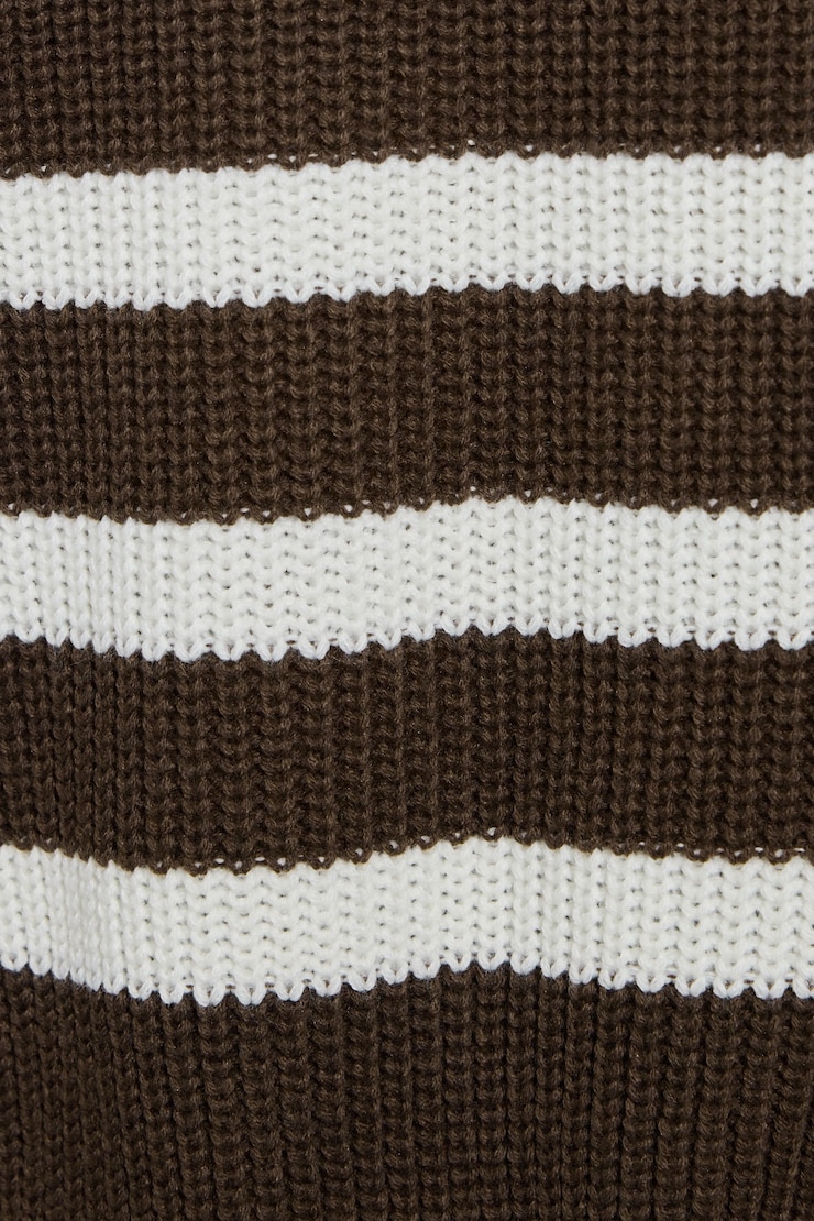 Charlotte Supersoft Sweater, Armadillo Brown/Snow White Stripes, large