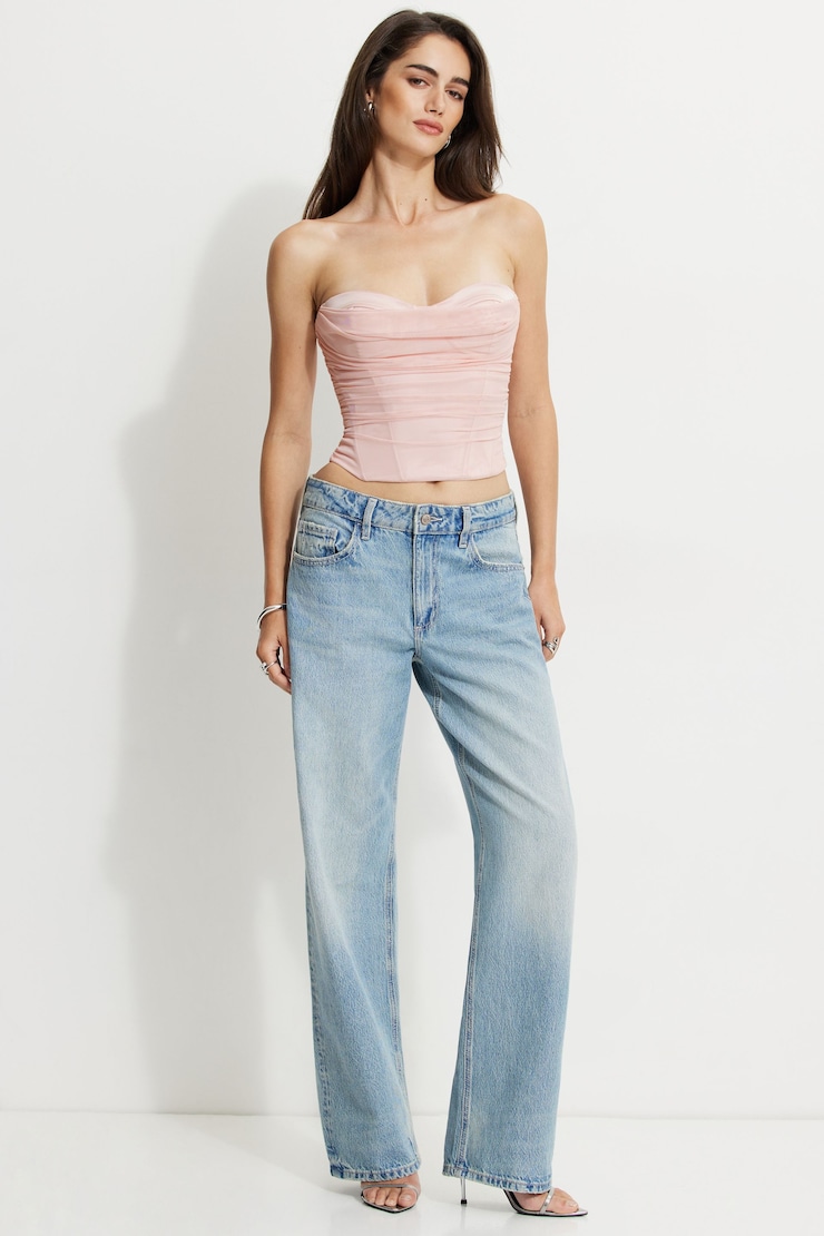 Draped Mesh Corset Top Lotus large