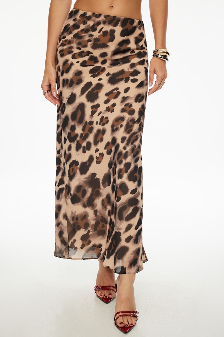 Printed Mermaid Maxi Skirt Leopard Skin large