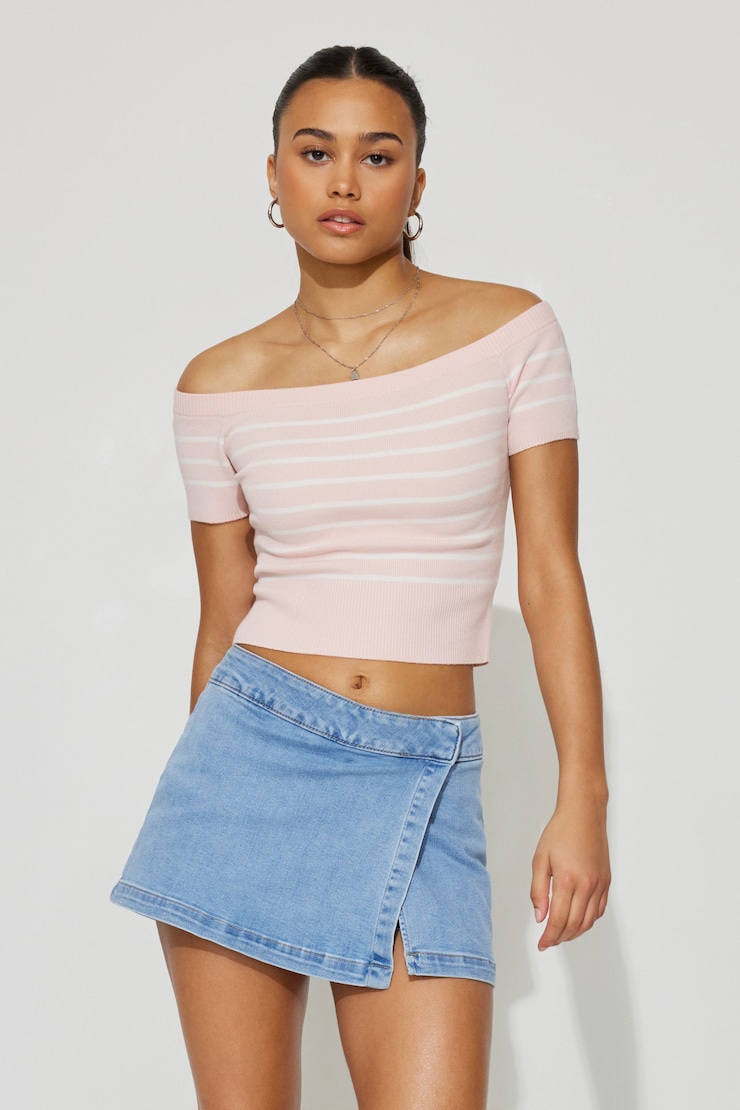 Denim Wrap Skort, Kyle Blue, large