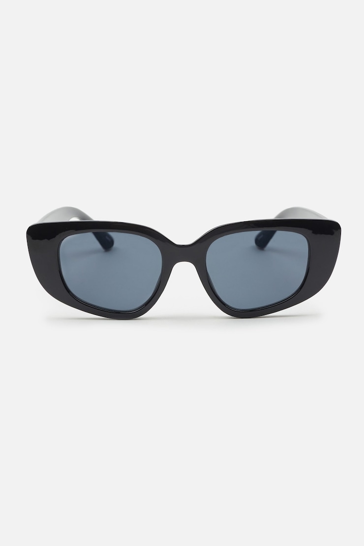 Chunky Cat Eye Sunglasses, Jet Black, large