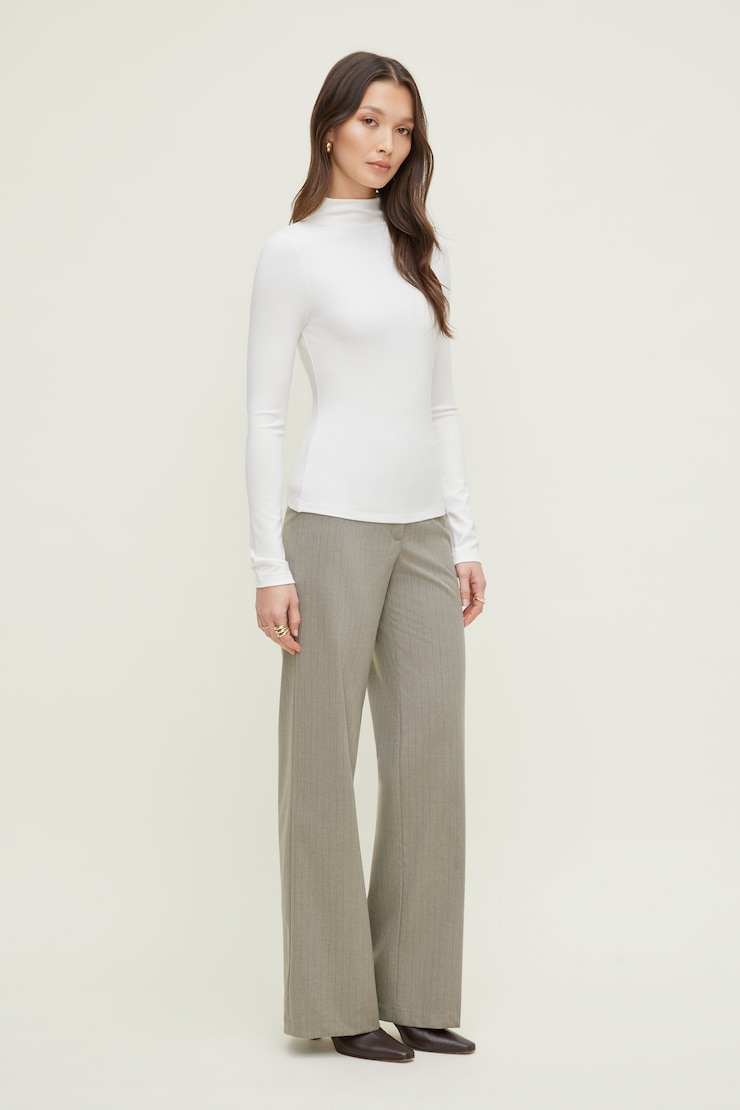 Mock Neck Long Sleeve Top Sea Salt Off White large