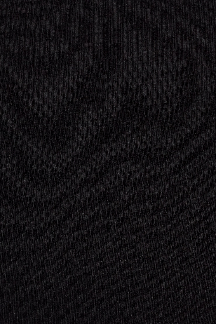 Estelle Ribbed Long Sleeve T Shirt, Jet Black, large