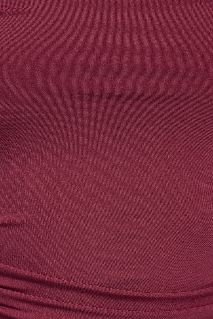 Long Sleeve Cowl Back Top, Sour Cherry Burgundy, large