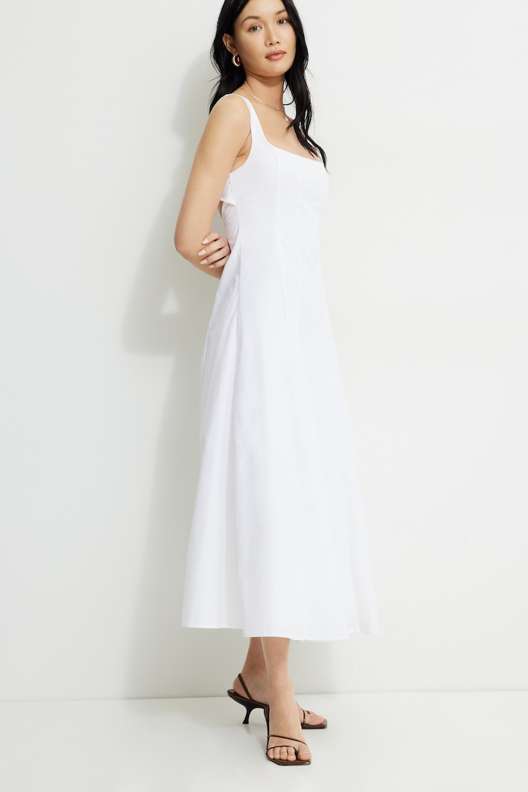 Capri Poplin Maxi Dress Bright White large