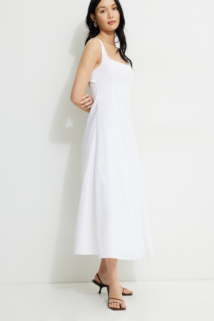 Capri Poplin Maxi Dress Bright White large