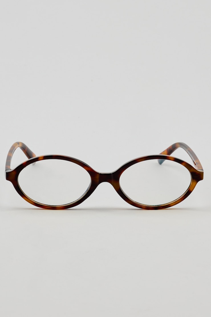 Slim Oval Blue Light Readers, Brown Tortoise, large