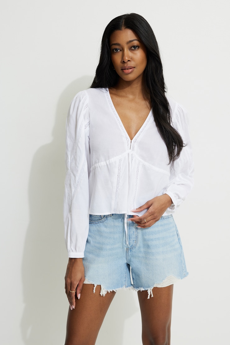 Balloon Sleeve Blouse White | Dynamite