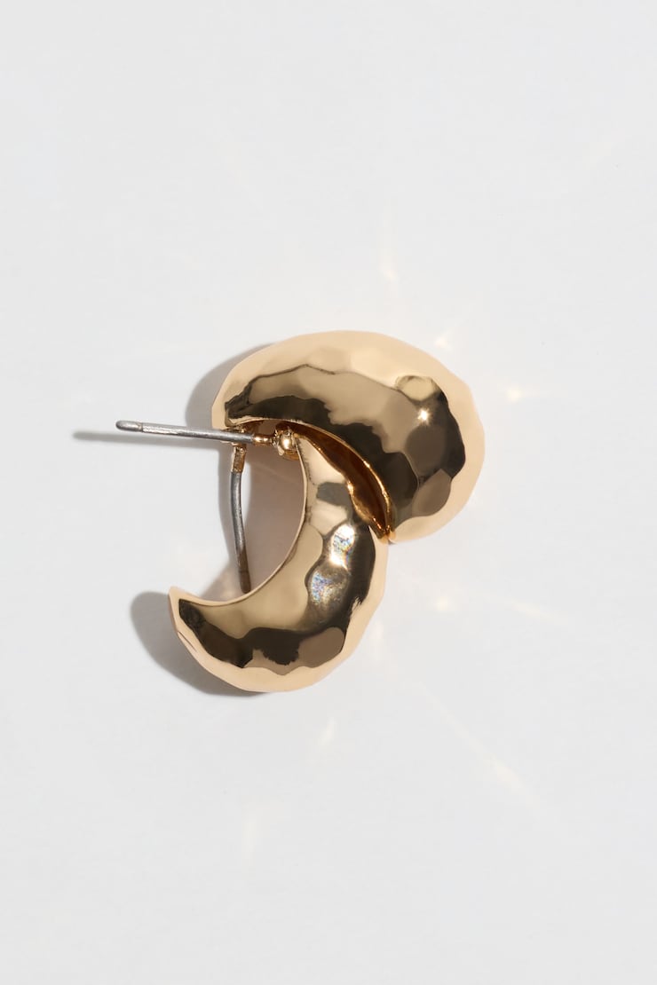 Mini Hammered Drop Earrings Gold large