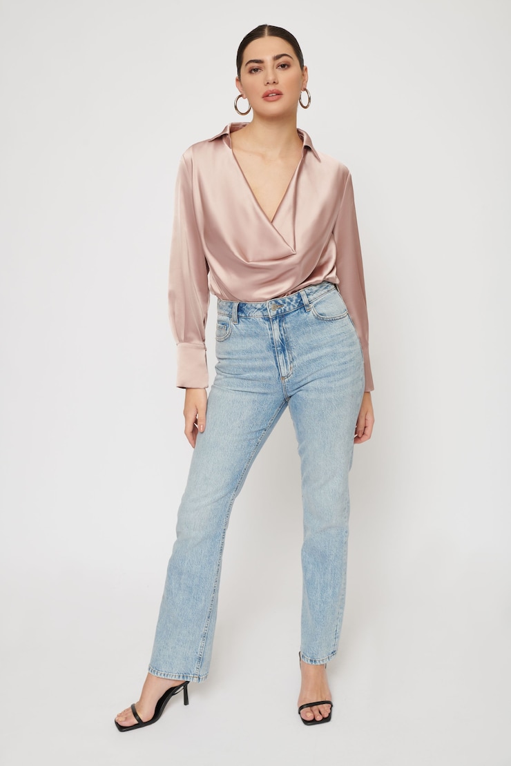 Cowl Neck Bodysuit Deauville Mauve large