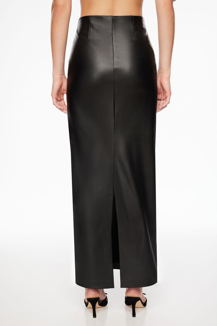 Arya Faux Leather Maxi Skirt Jet Black  large