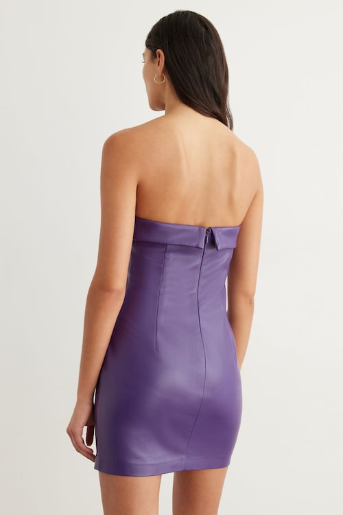 Michelle Faux Leather Strapless Mini Dress PURPLE | Dynamite Michelle Faux Leather Strapless Mini Dress PURPLE | Dynamite