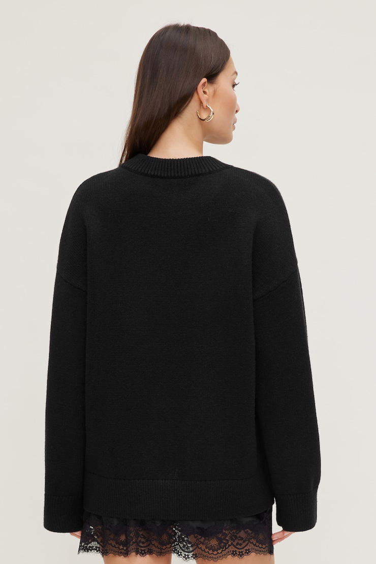 Oversized Crewneck Sweater Jet Black large
