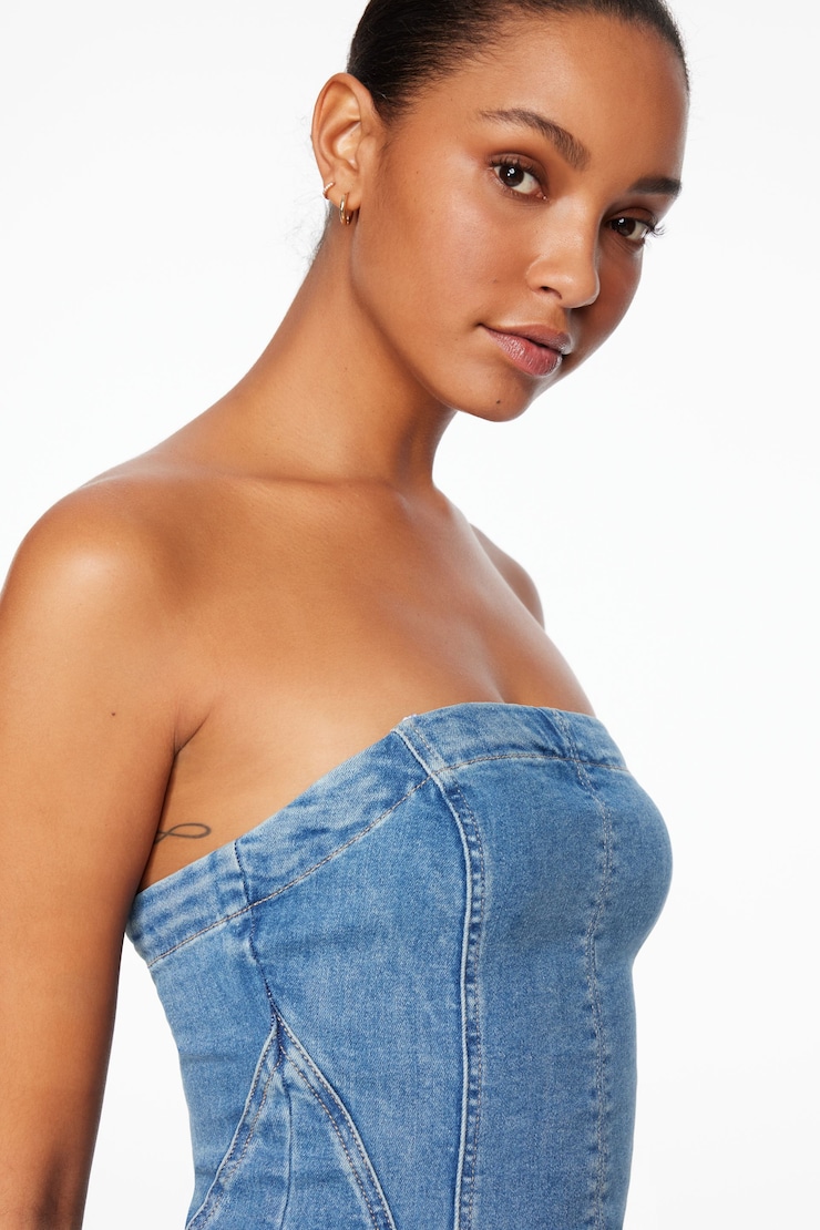 Denim Midi Tube Dress Indigo/Medium Light large