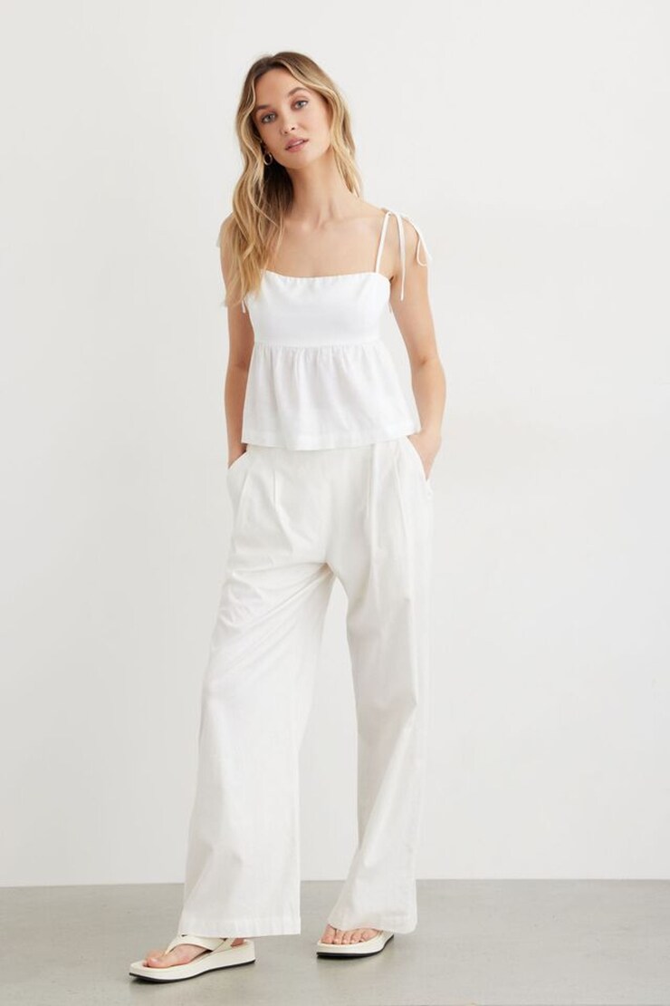 Linen Peplum Cami Bright White large