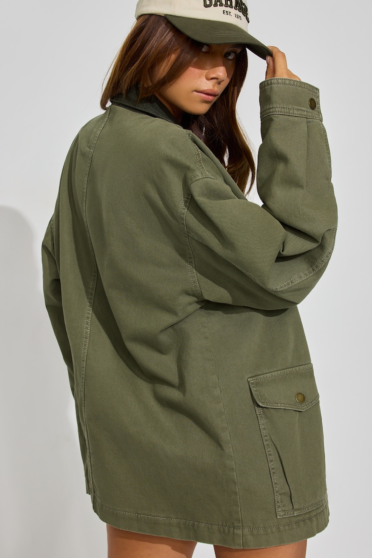 Long Twill Field Jacket, Willow Tree Green, large