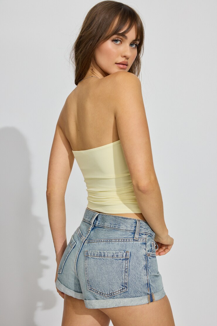 Rosalie Ruched Tube  Top, Anise Flower Yellow, large