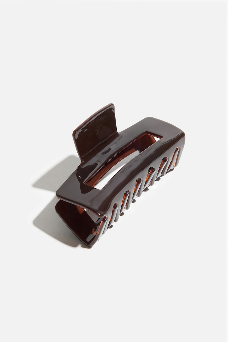 Cutout Acetate Claw Hair Clip Milky Brown large