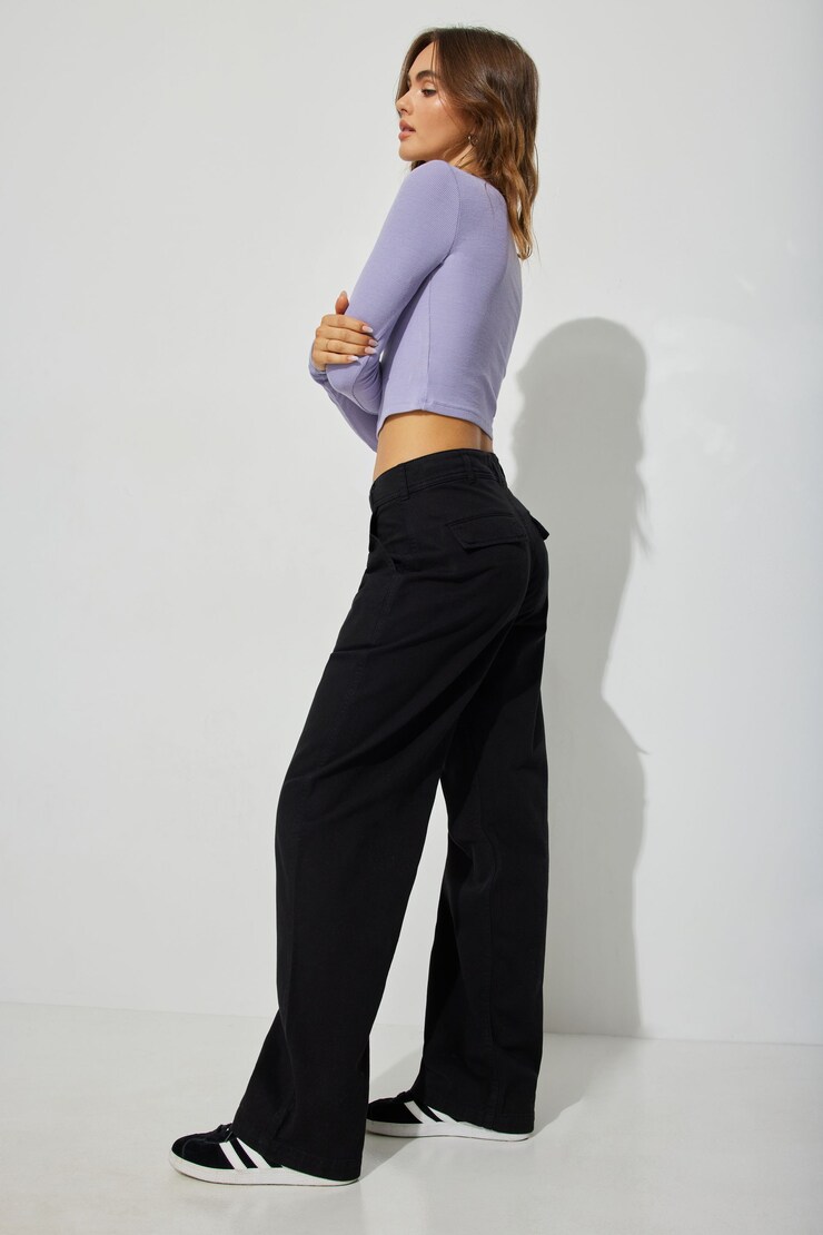 Ellis Slouchy Pant, Jet Black, large