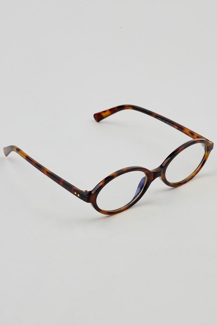 Slim Oval Blue Light Readers, Brown Tortoise, large