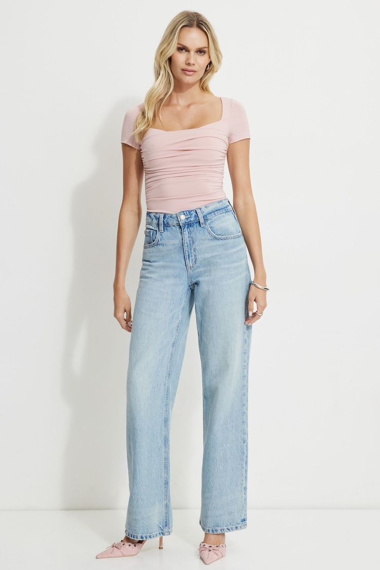 Shirred Sweetheart Bodysuit Pale Mauve large