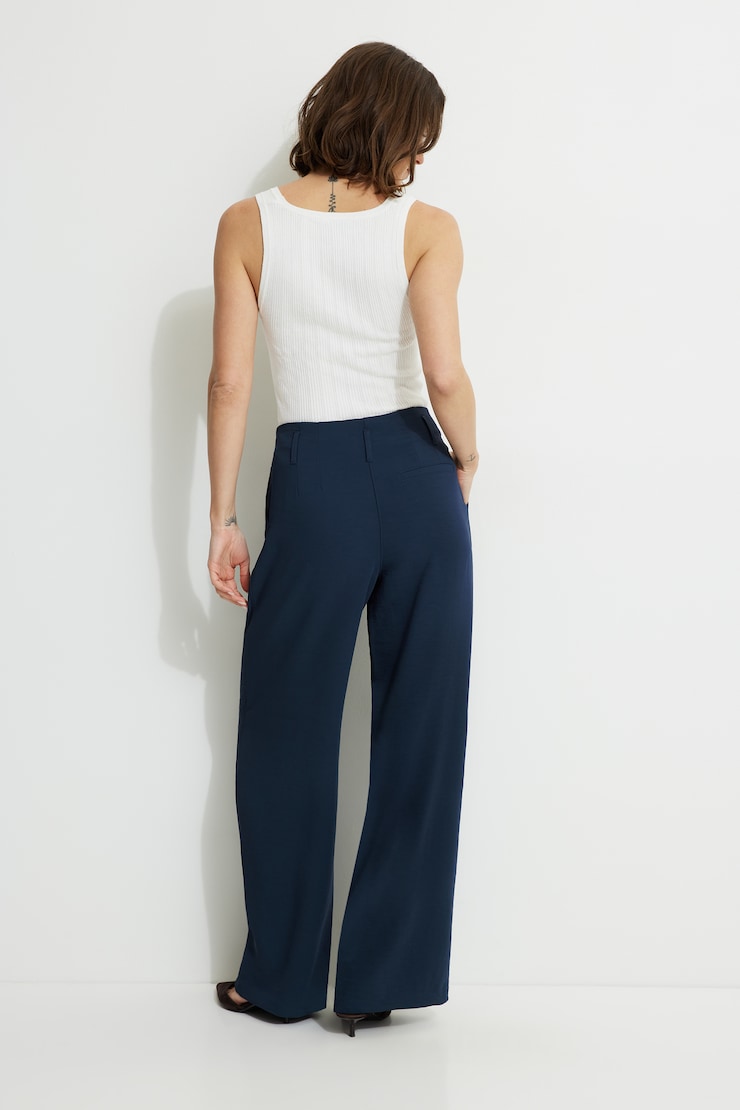 Jourdan Mid Rise Wide Leg Pants Navy Blazer large