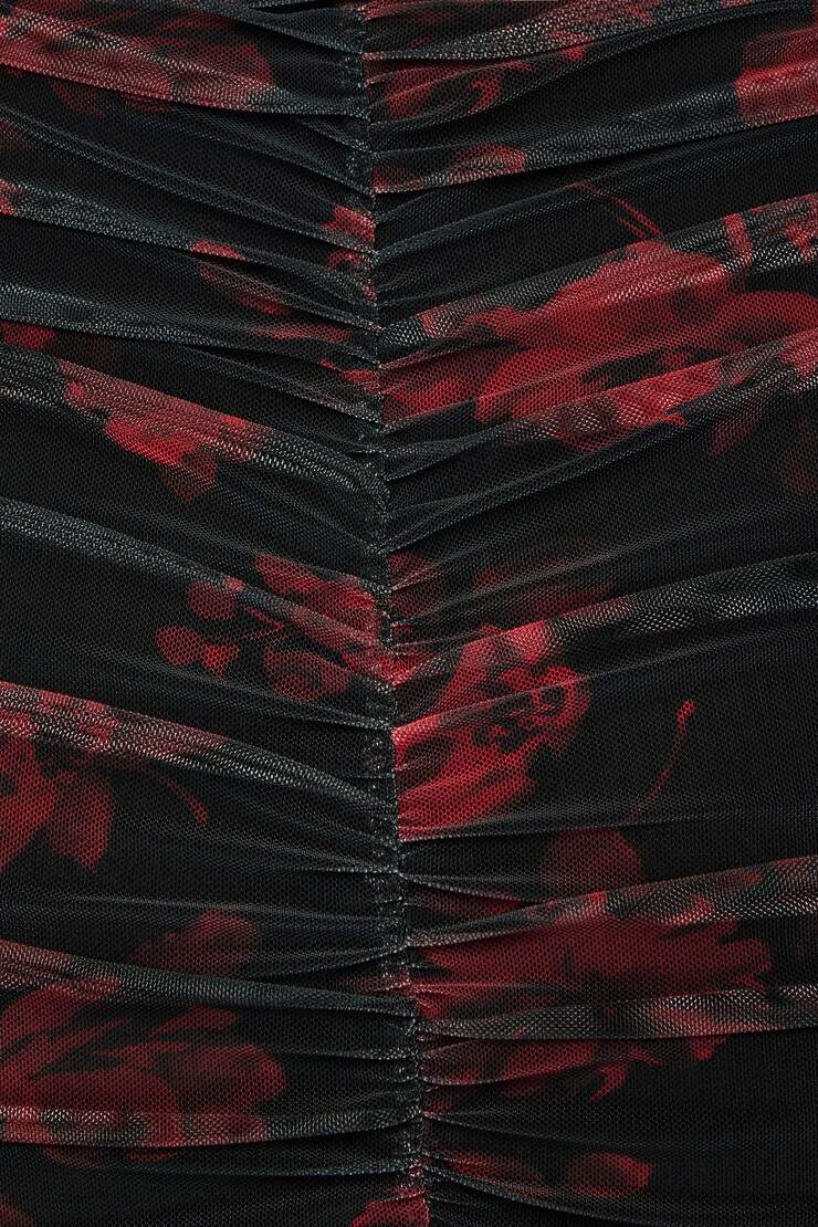 Sweetheart Mesh Maxi Dress Black & Red Floral large