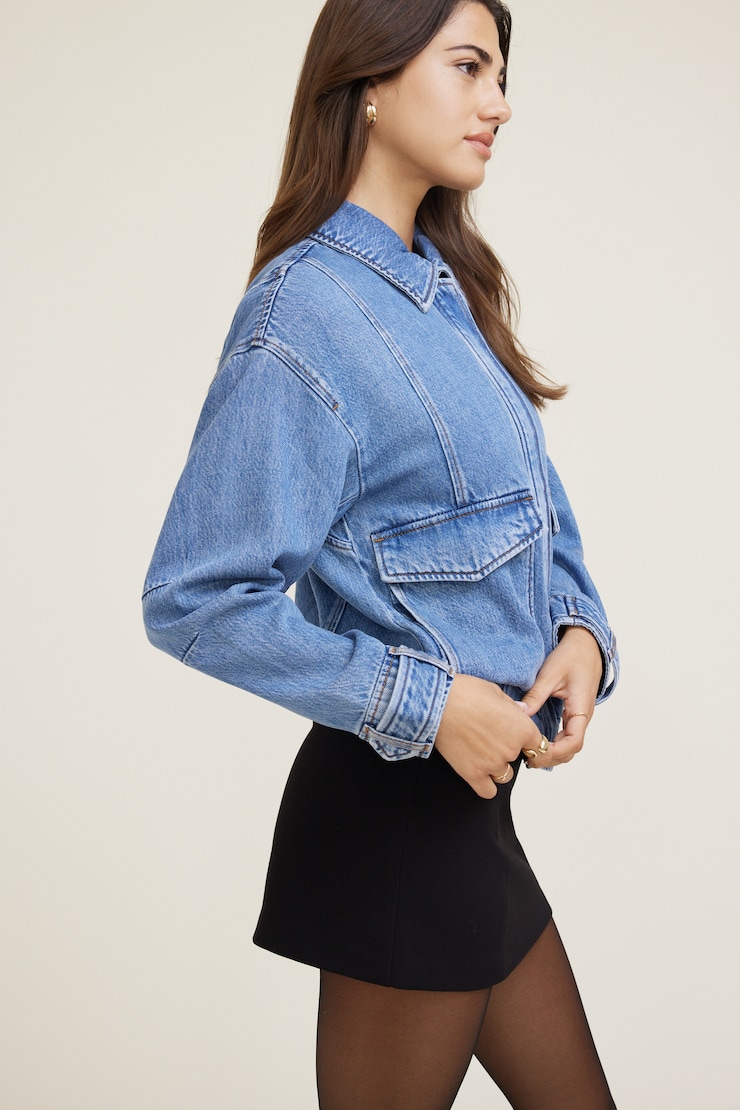 Tencel™ Denim Aviator Jacket Medium Indigo / Oxford Blue large