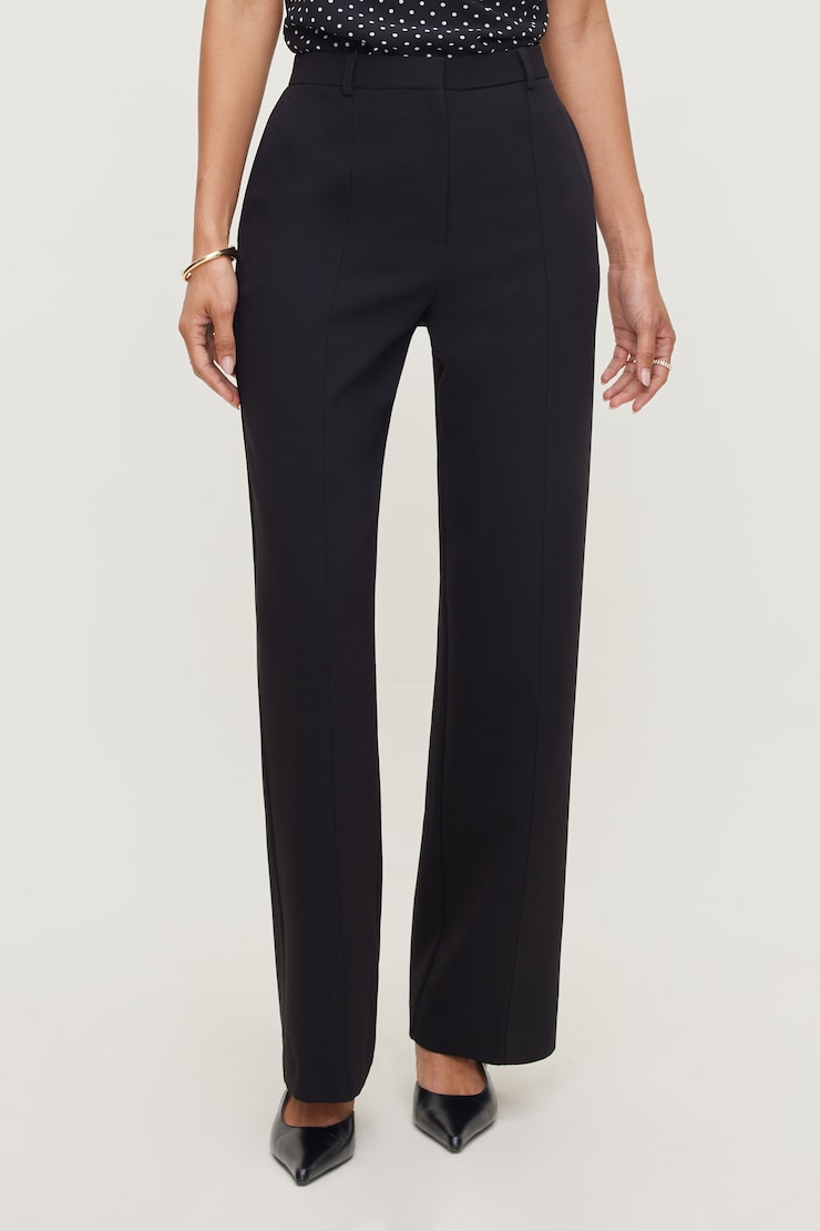 Pintuck Straight Leg Pants Jet Black large