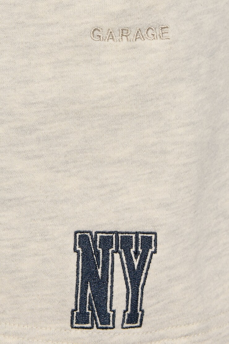 UltraFleece Slouchy Shorts, Pearl Melange with "New York" Art, large