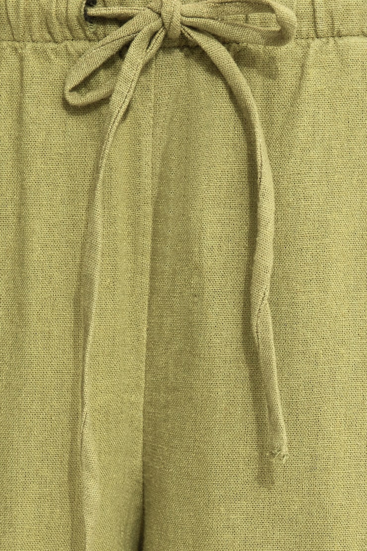 Leo Wide Leg Linen Pants Olive Drab large