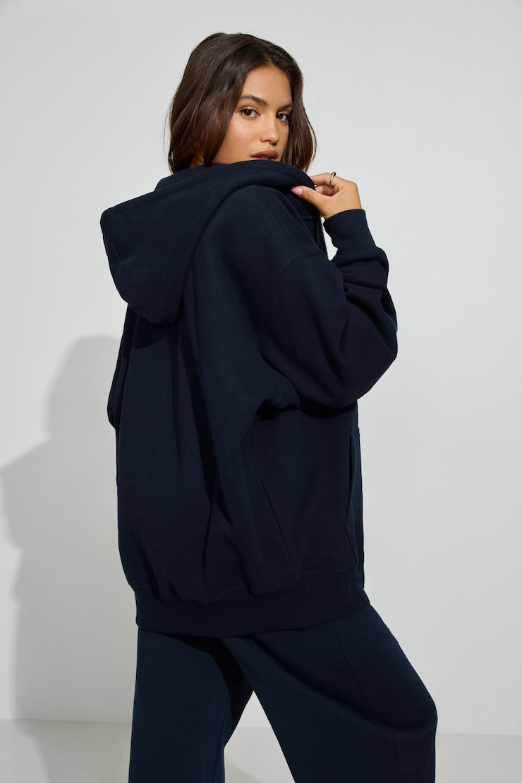 SoftTerry Oversized Zip-Up Hoodie Navy | Garage
