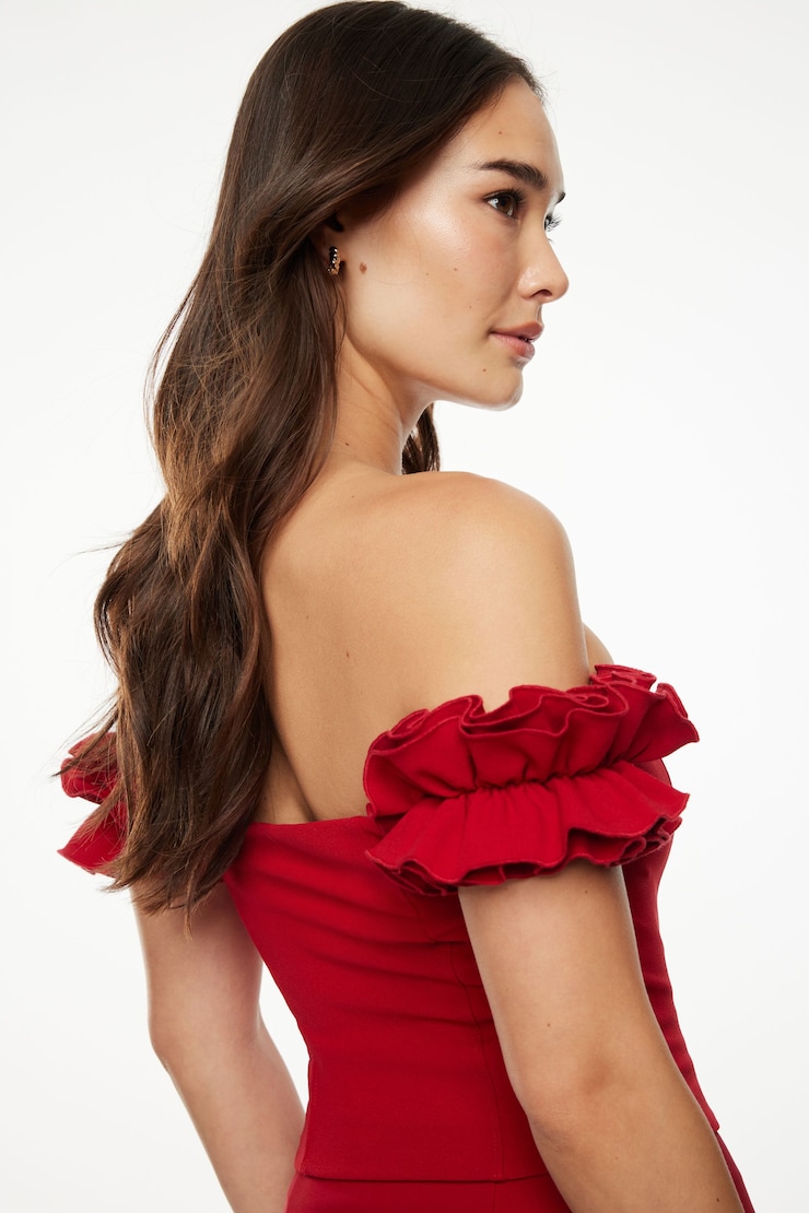 Off Shoulder Ruffled Top Chili Pepper large
