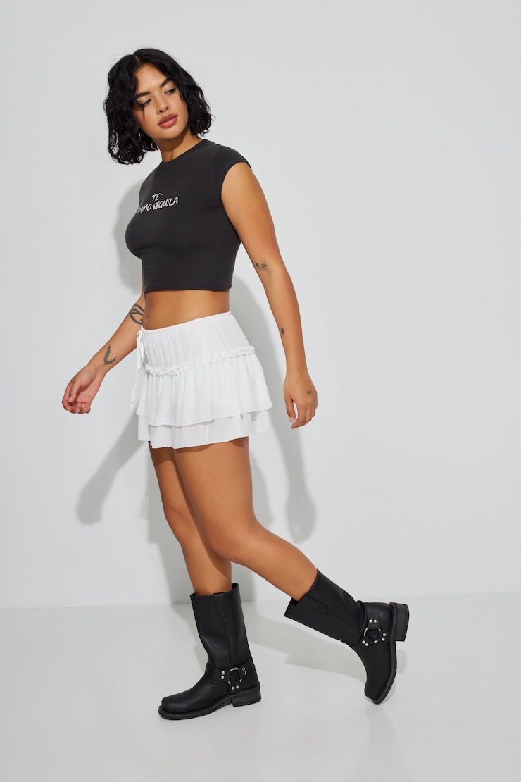 Tiered Mini Skort, Snow White , large