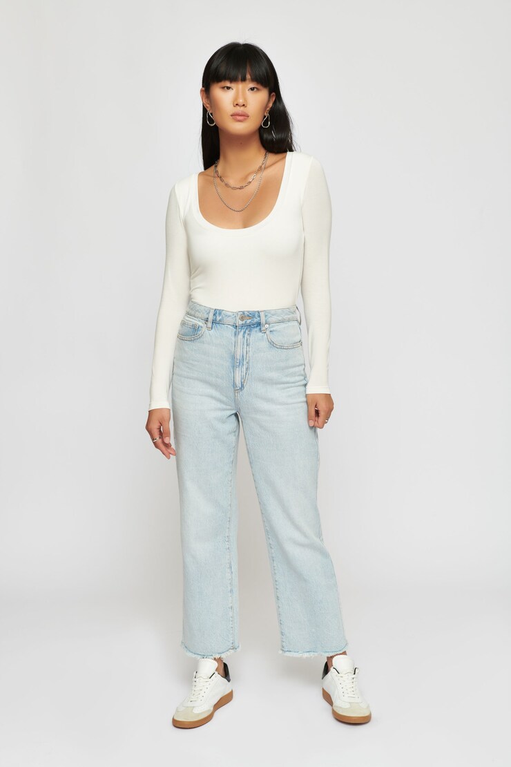 Marni Long Sleeve Scoop Neck Bodysuit Off White large