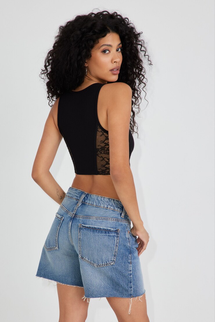 Lace Up Tank, Jet Black, large