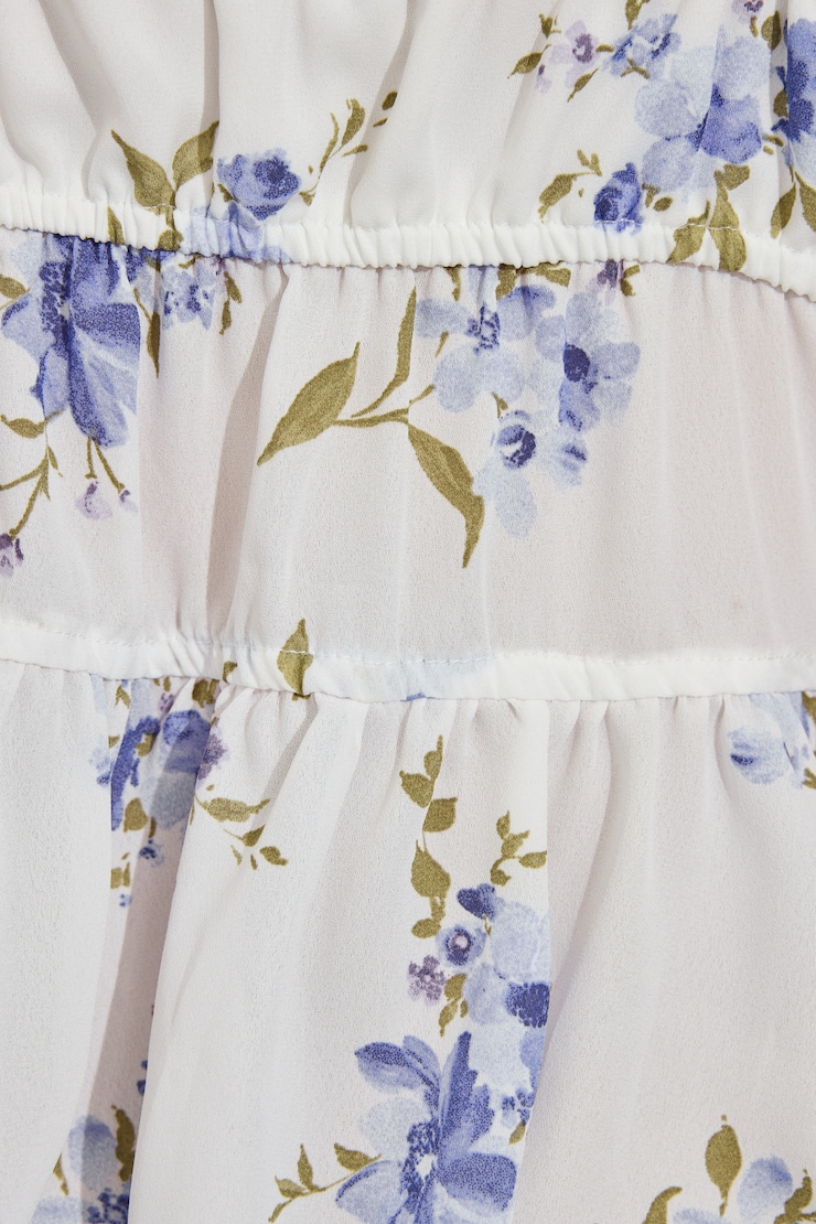 Tie Front Babydoll Cami Top, White/Blue Floral, large